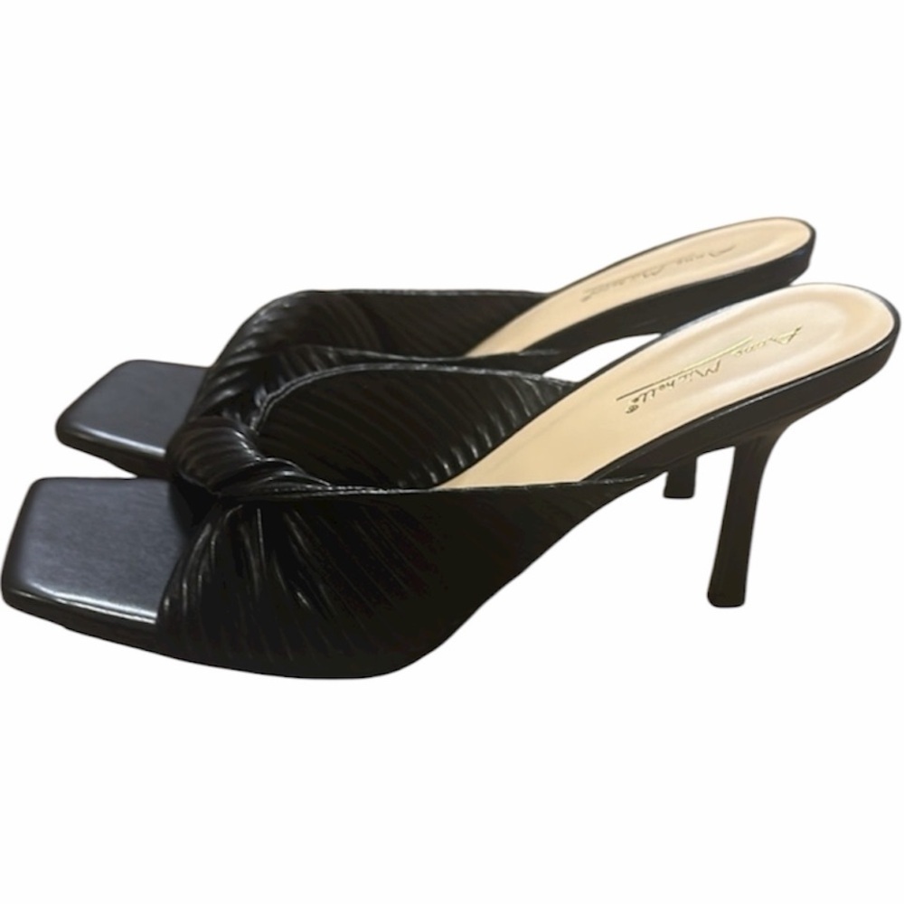 Anne Michelle Kitten Heel Slip On Black Womens Size 10 Square Toe - Picture 5 of 10